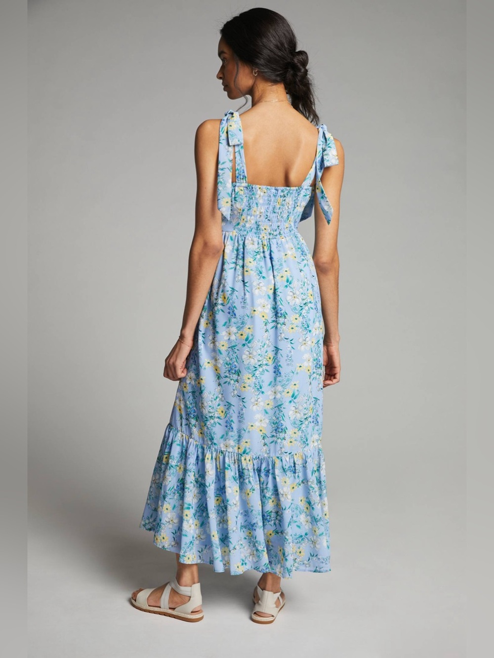 🛍️SALE🛍️ YUMI KIM Iliana Light Blue Floral Tie-Shoulder Maxi Dress - Picture 3 of 6